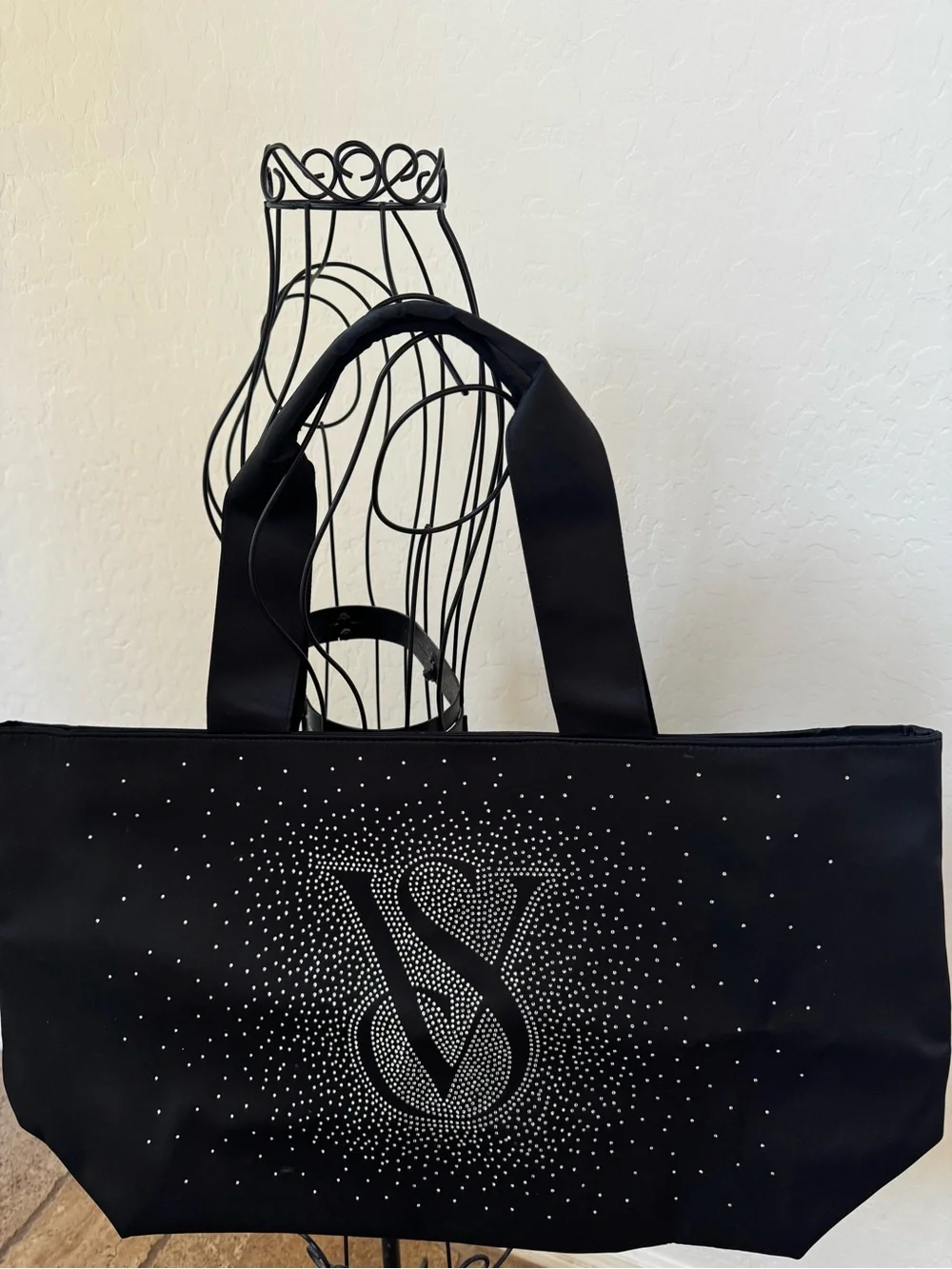 Victoria's Secret Black Tote with Rhinestone VS Logo